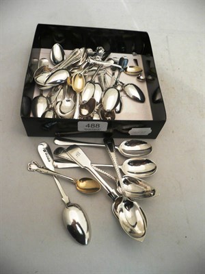 Lot 488 - A collection of assorted silver teaspoons, approx 20ozs.