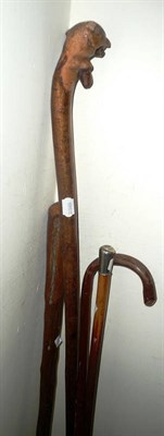 Lot 494 - Royal Engineers walking cane and three other canes