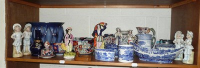 Lot 496 - A quantity of blue and white ceramics, a Mouseman ashtray, an Imari pattern vase and bowls,...