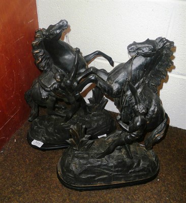 Lot 503 - A pair of spelter Marley horses