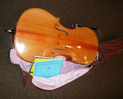 Lot 504 - A 20th Century Chinese Violoncello, with a bow, in a soft case, together with three books