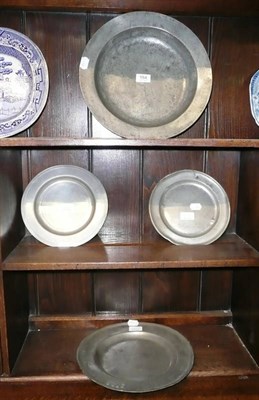 Lot 554 - Six pewter plates of various sizes