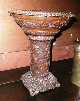 Lot 556 - A finely carved oak Victorian pedestal centrepiece