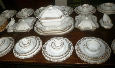 Lot 567 - Spode bone china dinner service for approx twelve in white and gold with tea and coffee cups...