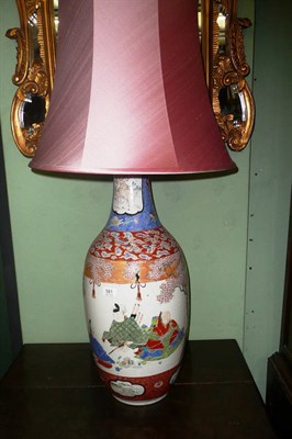 Lot 581 - A Japanese porcelain large vase lamp