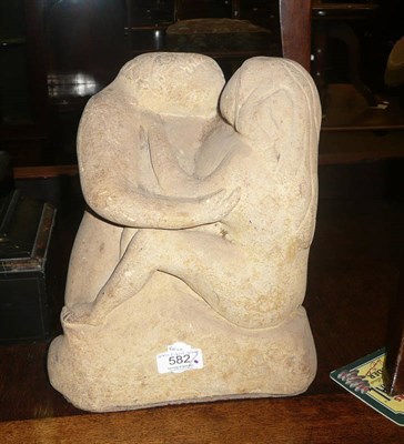 Lot 582 - Judith Bluck 'Lovers', sandstone carving