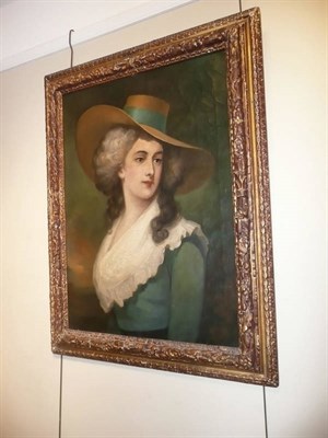 Lot 595 - An oil on canvas of a portrait after Gainsbrough