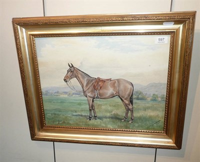 Lot 597 - DM & EM Alderson, watercolour of a racehorse dated 1934