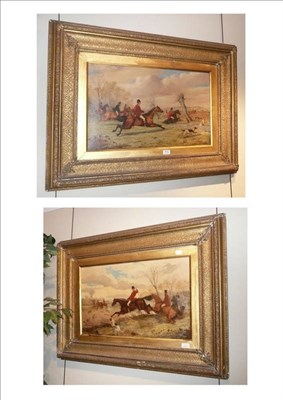 Lot 603 - Pair of hunting scenes by S Williams, oil on canvas