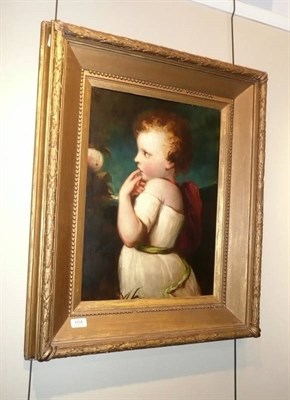 Lot 604 - A 19th century oil on canvas study of Cupid in a gilt frame