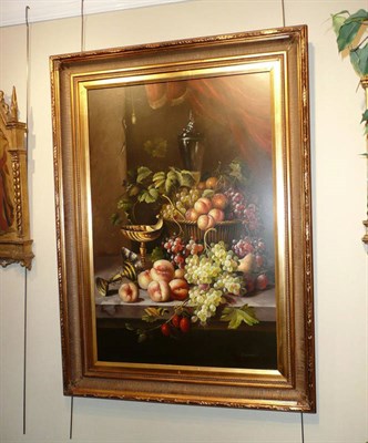 Lot 607 - Oil on board, still life