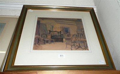 Lot 611 - Watercolour study of antique chairs, by M.W.Radford