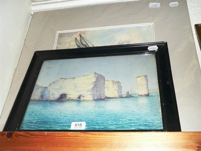 Lot 618 - Watercolour yachting subject and a watercolour coastal scene