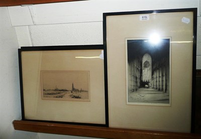 Lot 619 - Etching after H.J Stuart Brown with Thos Agnew label, titled 'Outskirts of St Ives' and two...