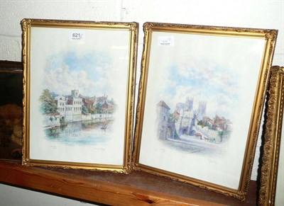 Lot 621 - A pair of George Fall watercolours of the Guildhall and Bootham Bar (2)