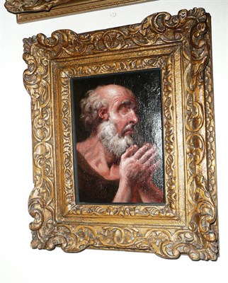 Lot 644 - Oil on panel possibly St Peter in gilt frame