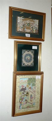 Lot 649 - Four ivory Mogul style paintings (two framed as one) and a similar on paper (4)