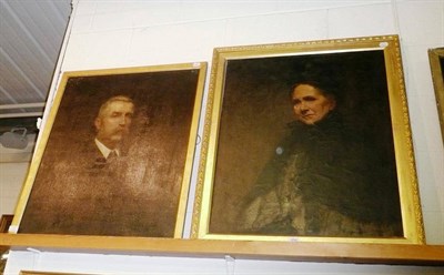 Lot 654 - Pair of portraits - Lady Florence Selina Pemberton and a gentleman *once hung in Ackworth School