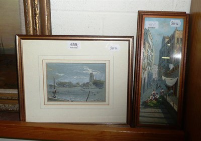 Lot 659 - Pair of gouaches by Y Gianni - Italian street scenes with figures 'Naples' and a watercolour of...