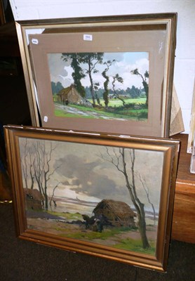 Lot 664 - Landscape in oils on canvas by Paul Roblin and another in gouache