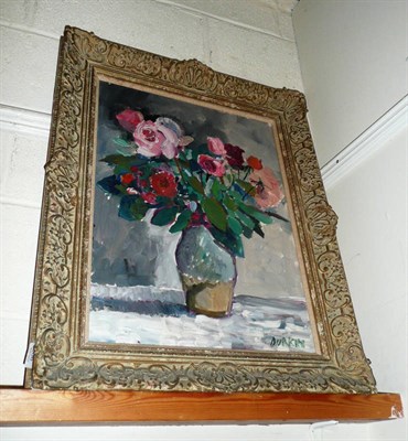 Lot 666 - Tom Durkin, still life of roses in a vase