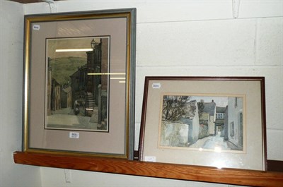 Lot 668 - Harry Turner - Haworth, West Yorkshire, watercolour and an alley scene signed watercolour (2)