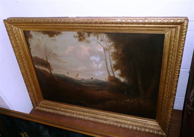 Lot 672 - Oil painting 'Shooting Pheasants' with sporting dogs in undergrowth in the style of Samuel John...