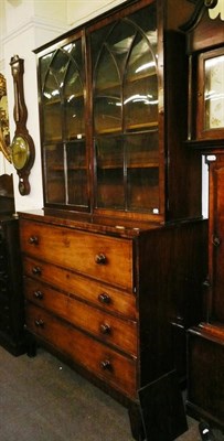 Lot 690 - A Victorian mahogany secretaire chest with upper glazed bookcase