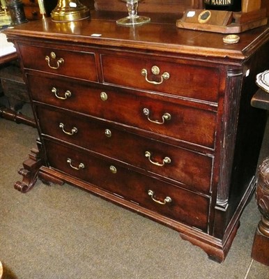 Lot 770 - A George III mahogany chest of drawers, late 18th century with fluted pilasters