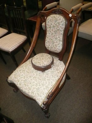 Lot 787 - Rosewood salon chair and a stool