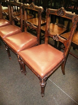 Lot 792 - Set of seven Victorian oak chairs