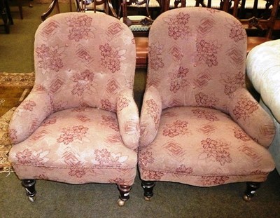 Lot 794 - A pair of Victorian button back armchairs