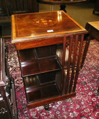 Lot 816 - Late Victorian revolving square bookstand in walnut and marquetry