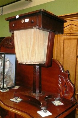 Lot 841 - Victorian rosewood sewing table and a Victorian walnut sewing table with game top (cut down)