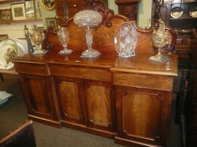 Lot 867 - Large Victorian mahogany sideboard with carved splash back