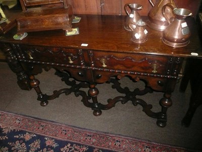 Lot 869 - Oak side table of two drawers in 17th century style