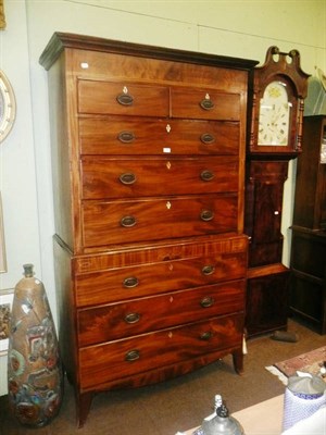 Lot 875 - A George III box strung mahogany chest on chest