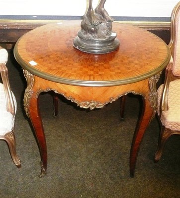 Lot 878 - Late 19th century French circular table in tulipwood and marquetry