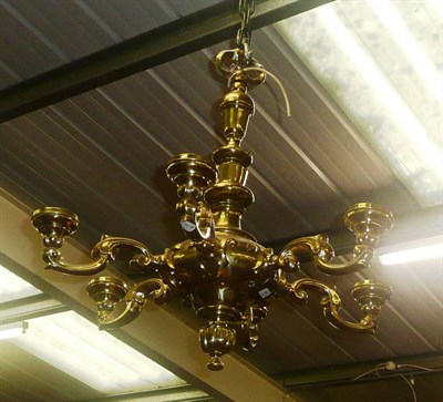 Lot 879 - A Victorian gilt brass six branch chandelier