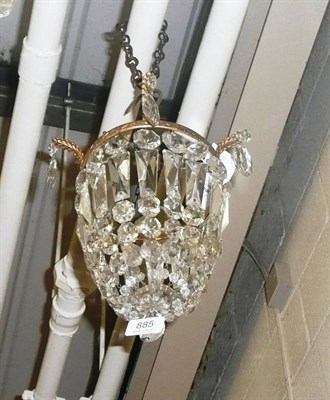 Lot 885 - Cut glass 'bag' light fitting