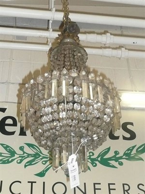 Lot 886 - Early 20th century glass three light ormolu mounted chandelier