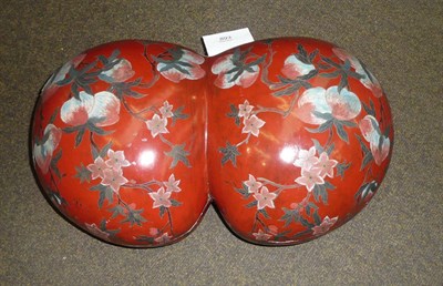 Lot 893 - A 19th century Chinese red-painted papier-mache double casket