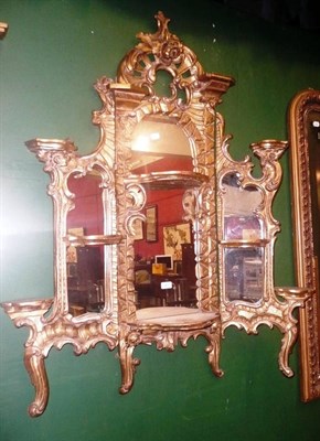 Lot 907 - A giltwood and composition triptych mirror