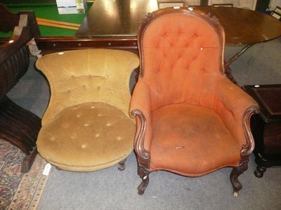 Lot 919 - A carved walnut armchair a nursing chair an X-framed armchair and five other chairs (8)