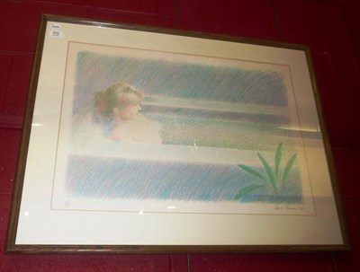 Lot 932 - Silkscreen print by Adrian George of a girl in the bath, 61/100, 1981