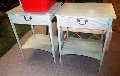 Lot 980 - Pair of blue-painted side tables