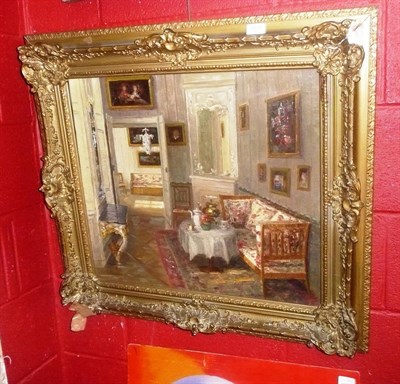 Lot 1015 - Oil on canvas by G Schroeder of a German interior at tea time