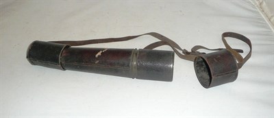 Lot 3 - Leather cased brass mounted telescope