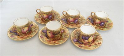 Lot 6 - Aynsley fruit decorated coffee cups and saucers