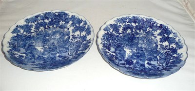 Lot 18 - Two Chinese blue and white decorated chargers